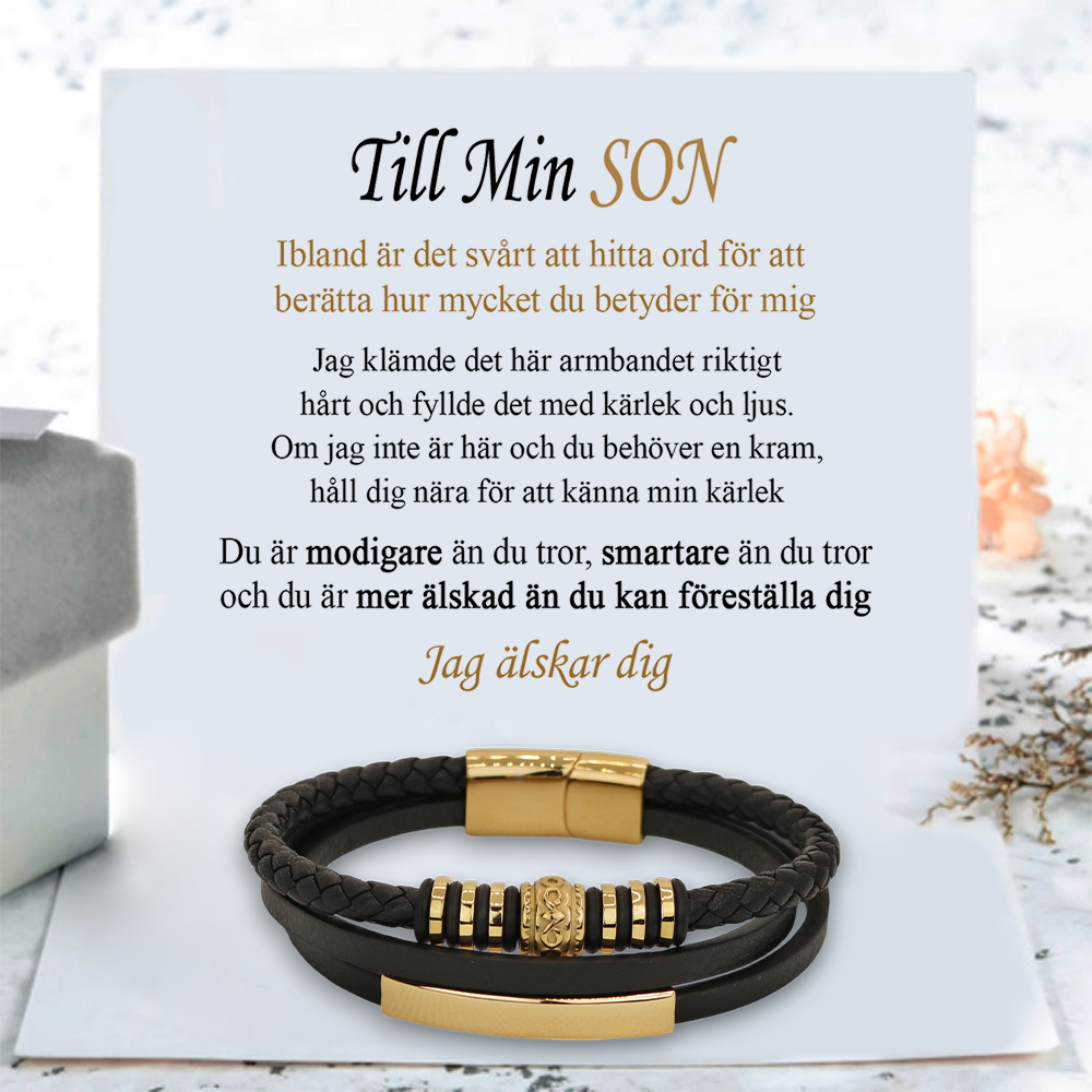 "Glöm aldrig hur mycket jag älskar dig" - Armband till Son