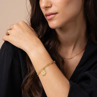 Kompassgraverat armband med diamanter - Forever linked - Roséguld