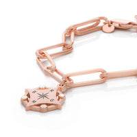 Kompassgraverat armband med diamanter - Forever linked - Roséguld