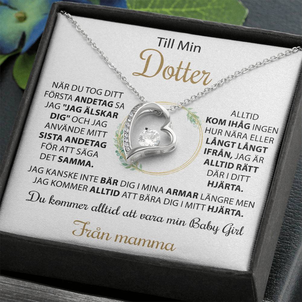 Till min Dotter - halsband med kärlekshjärta, från mamma