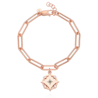 Kompassgraverat armband med diamanter - Forever linked - Roséguld