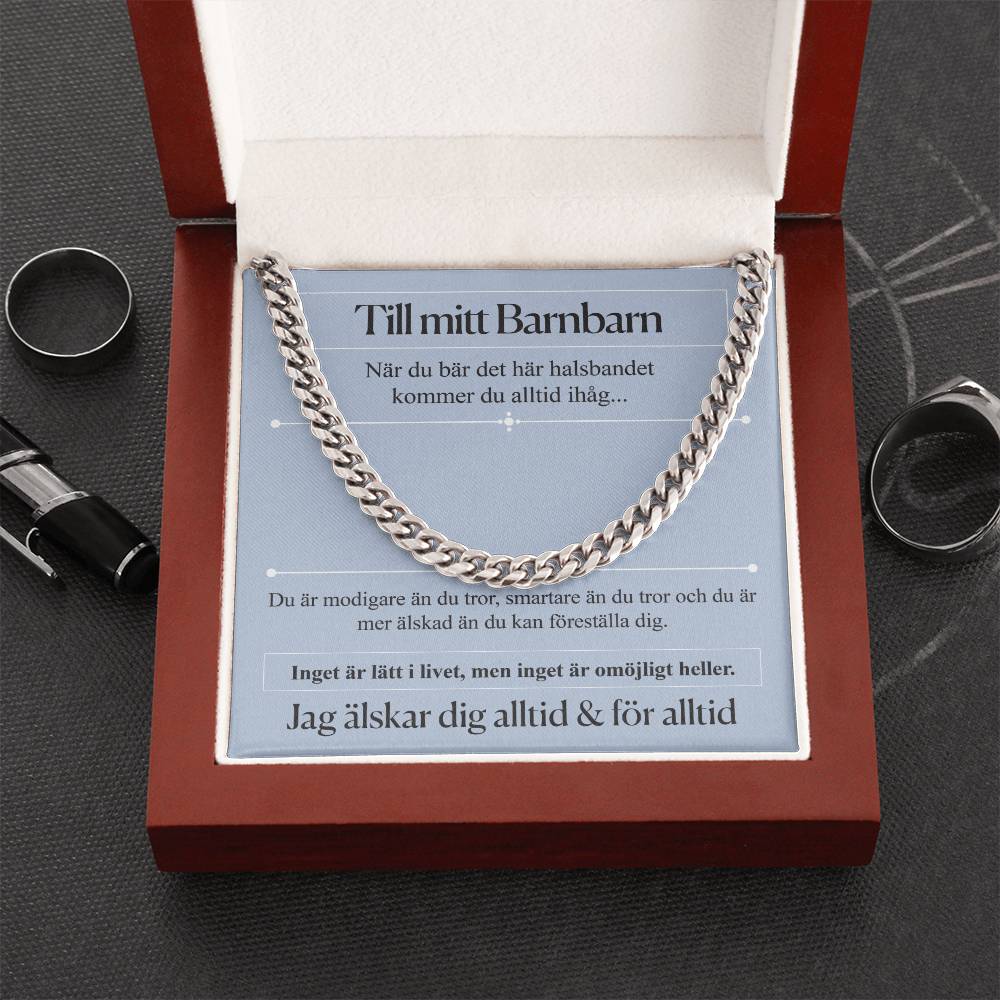 Till mitt barnbarn - I Love you always & Forever Cuban Necklace