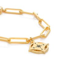 Kompassgraverat armband med diamanter - Forever linked - Guld